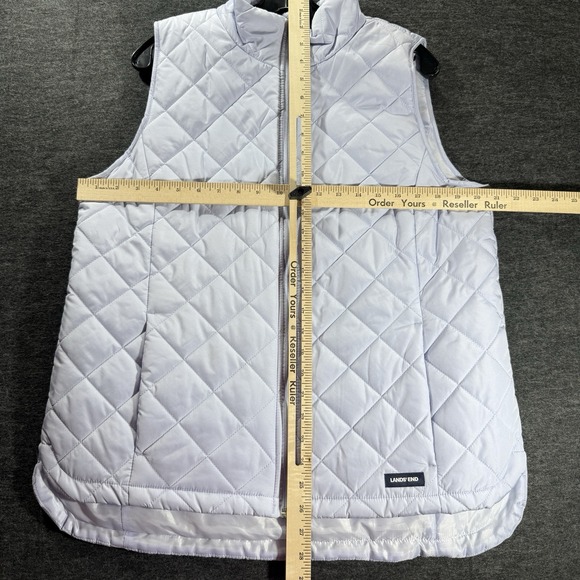 Lands' End Puffer Vest Womens Medium Packable Lightweight Quilted Pockets Preppy - Picture 6 of 7